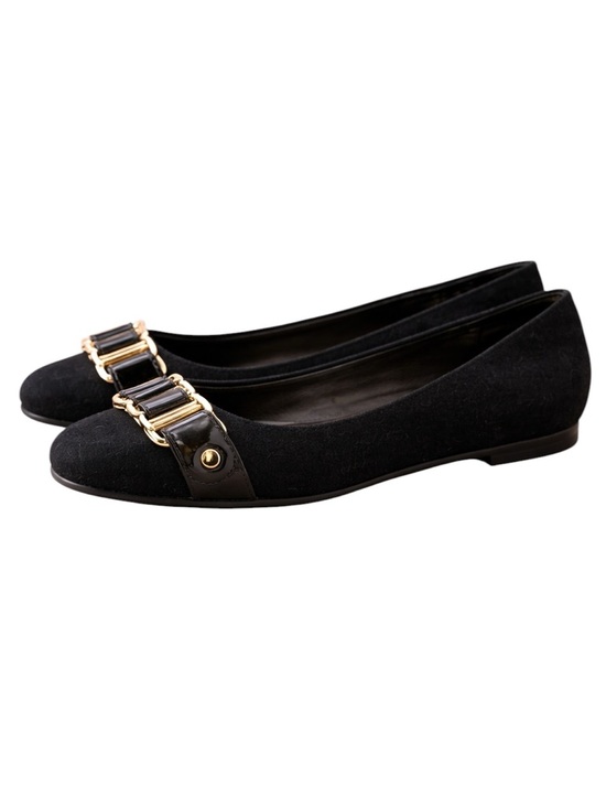 Tory Burch Shoes - Tory Burch Martha Chain Link Ballet Flats Black Flannel Sz 9